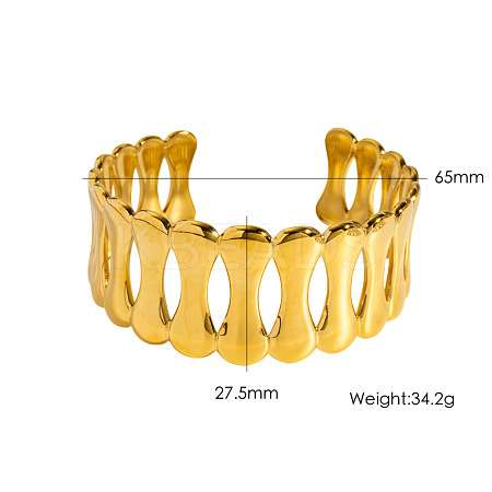 Hollow 304 Stainless Steel Cuff Bangles for Women WGE001B-01-1