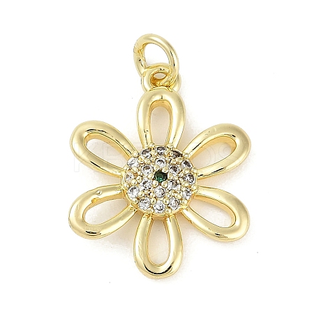 Rack Plating Brass Micro Pave Cubic Zirconia Pendants KK-H509-22G-02-1