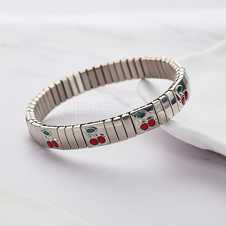 304 Stainless Steel Enamel Stretch Bracelets for Women FS-WG7EEC2-01-1