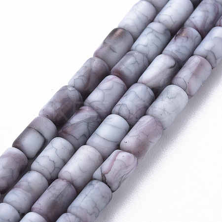 Opaque Baking Painted Crackle Glass Beads Strands FGLA-T004-01F-1