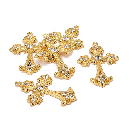 Alloy Rhinestone Cross Big Pendants LS-ALRI-1475-G-NR-1