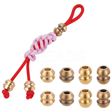 8Pcs 4 Styles Outdoor EDC Tool Brass Parachute Rope European Beads KK-NB0003-64-1