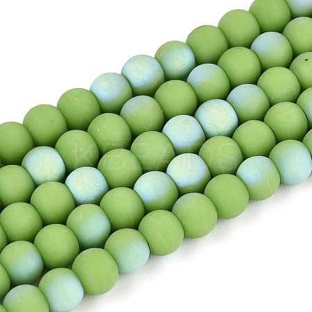 Frosted Opaque Glass Beads Strands GLAA-T032-P4mm-MBB06-1