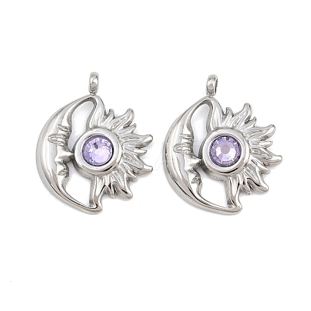 304 Stainless Steel Rhinestone Pendants STAS-Z166-24P-06-1