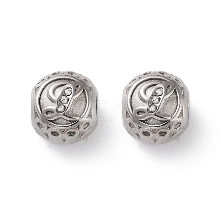 304 Stainless Steel Rhinestone European Beads STAS-A092-10L-P-1