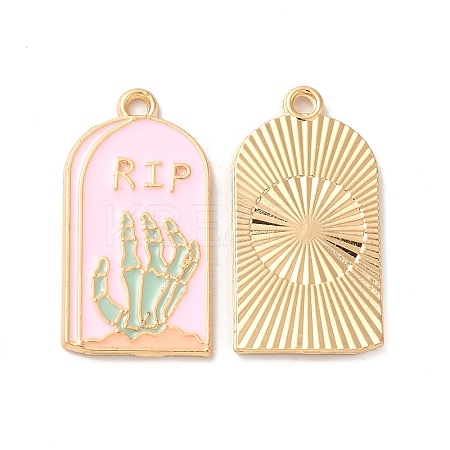 Light Gold Plated Alloy Enamel Pendants ENAM-L040-005KCG-02-1