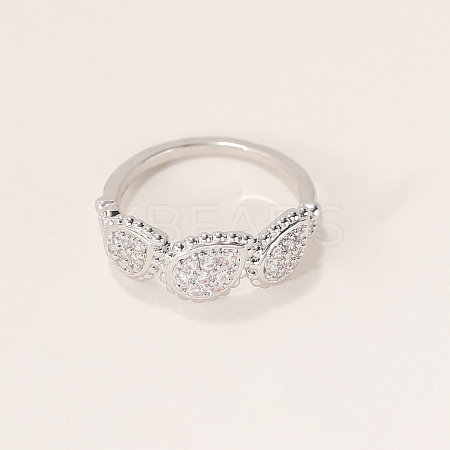 Brass Micro Pave Cubic Zirconia Finger Rings for Women PY9087-2-1