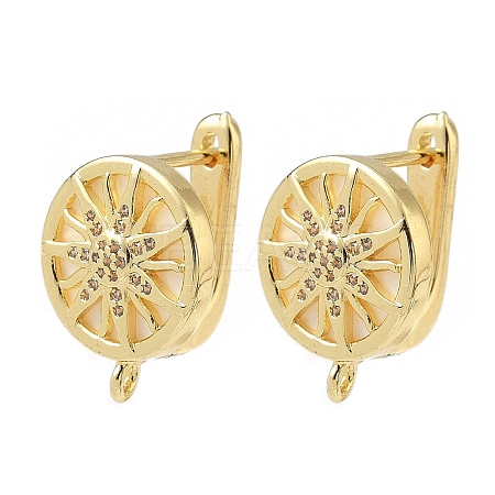 Brass Micro Pave Clear Cubic Zirconia Hoop Earring Findings KK-G536-09G-1