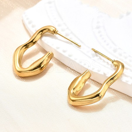 Ion Plating(IP) 304 Stainless Steel C-shape Stud Earrings EJEW-P197-03G-1
