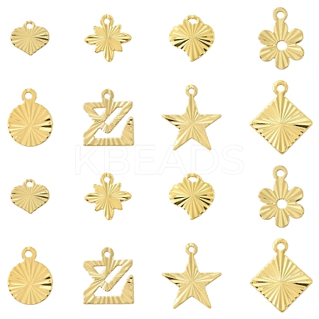 32Pcs 8 Styles Rack Plating Brass Charms KK-FS0001-53-1