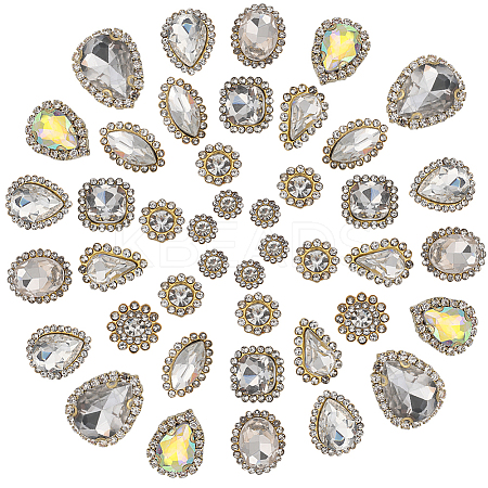 100Pcs 10 Style Flower/Horse Eye/Teardrop Sew on Rhinestone RGLA-GF0001-14A-1