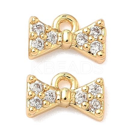 Brass Micro Pave Cubic Zirconia Bowknot Charms KK-A281-18G-1