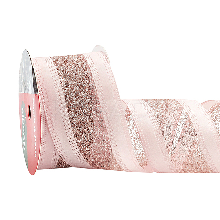 10 Yards Hot Stamping Polyester Satin Ribbons SRIB-WH0011-169A-1