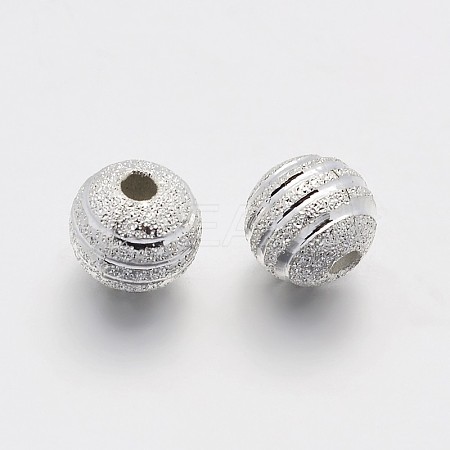 Textured Round Brass Beads KK-N0061-01S-8mm-1