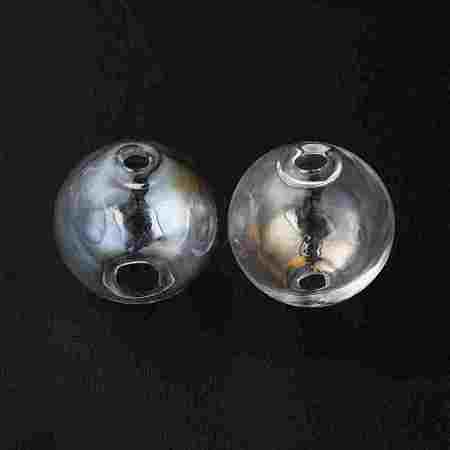 Handmade Two Holes Blown Glass Globe Beads FIND-WH0104-01E-1