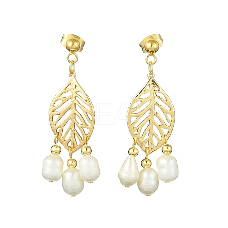 Natural Pearl Chandelier Earrings EJEW-TA00383-1