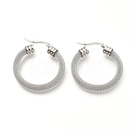 Non-Tarnish 304 Stainless Steel Mesh Hoop Earrings LS-EJEW-C501-12P-A-1