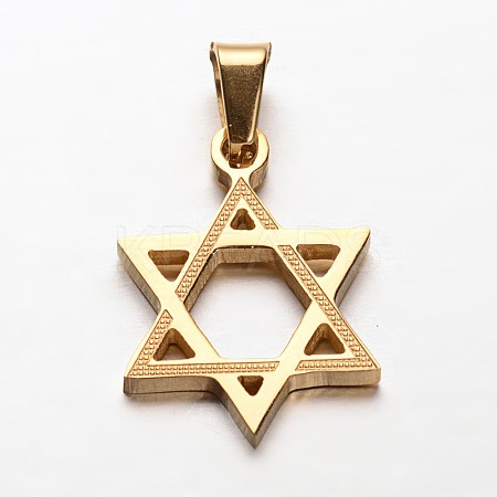 Star of David 304 Stainless Steel Pendants X-STAS-P085-10-1