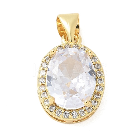 Brass Micro Pave Cubic Zirconia Pendants KK-K298-40G-1