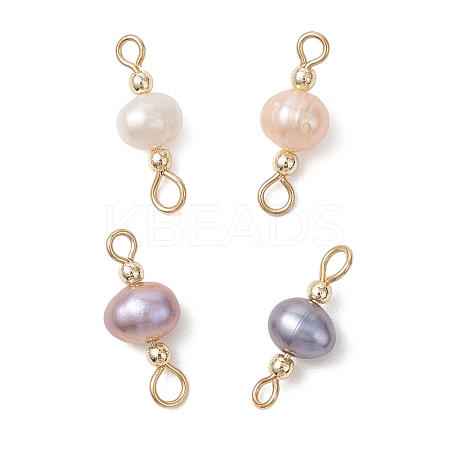 Natural Cultured Freshwater Pearl Potato Connector Charms PALLOY-JF04928-1