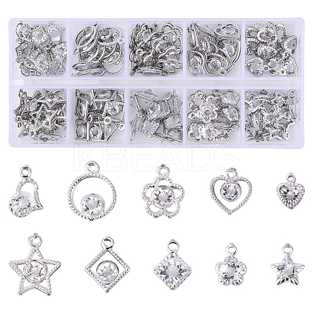 100Pcs 10 Styles Rack Plating Eco-Friendly Alloy Charms FIND-YW0008-79-1
