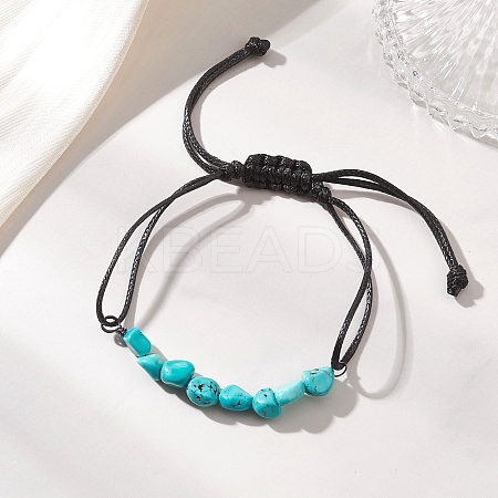Natural Turquoise  Chip Beads Link Bracelets BJEW-JB13310-01-1
