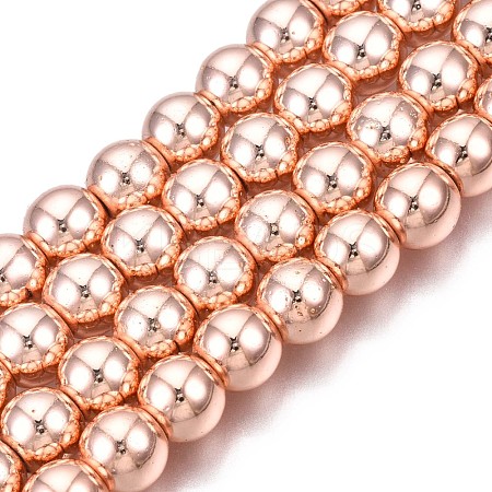Electroplate Non-magnetic Synthetic Hematite Beads Strands G-Q466-8mm-03-1
