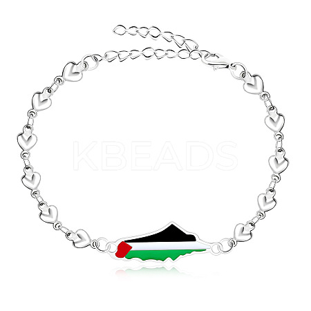 Palestine Map 304 Stainless Steel Enamel Link Bracelets FS-WGEA228-12-1