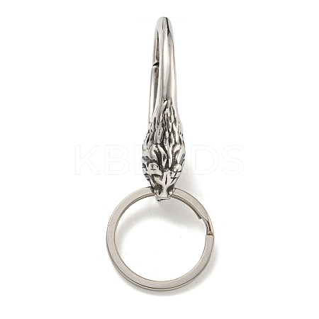 Tibetan Style 316 Surgical Stainless Steel Fittings with 304 Stainless Steel Key Ring FIND-Q101-20AS-1