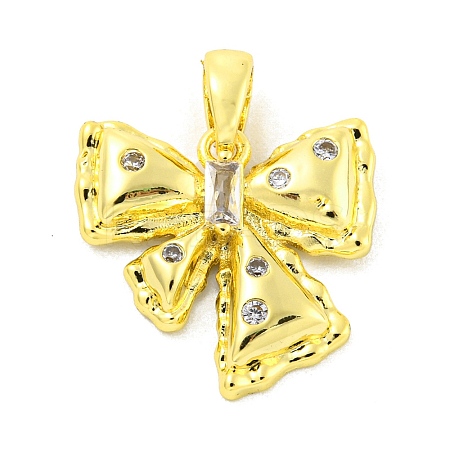Brass Micro Pave Clear Cubic Zirconia Pendants KK-P263-03A-G-1