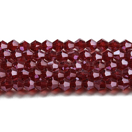 Transparent Electroplate Glass Beads Strands GLAA-F029-4mm-C27-1