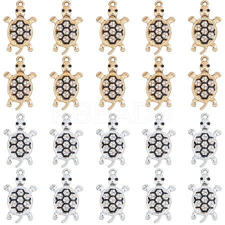 20Pcs 2 Colors Alloy Rhinestone Pendants ENAM-SC0004-47-1