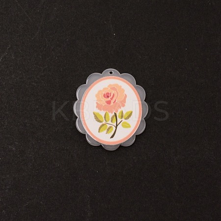 Opaque Embossed Printed Acrylic Pendants MACR-CJC0003-09A-1