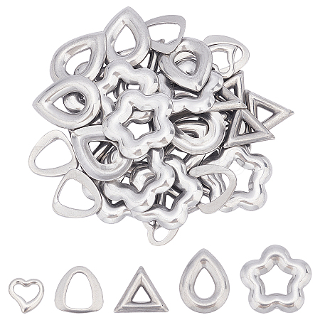 Unicraftale 40Pcs 5 Style 304 Stainless Steel Linking Rings STAS-UN0023-67-1