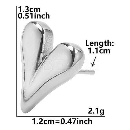 Stylish 304 Stainless Steel Heart Stud Earrings for Women IH1399-3-1