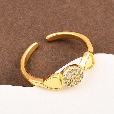 Brass Micro Pave Cubic Zirconia Cuff Rings for Women RJEW-Z113-19-1