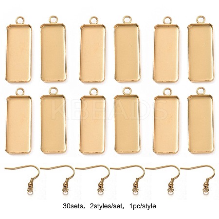 DIY Rectangle Tray 304 Stainless Steel Dangle Earring Naking Kits DIY-CC0001-26-1