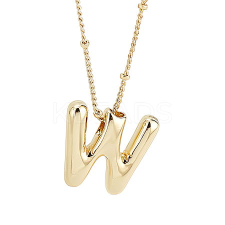 1pc Brass Chain with Alloy Letter Pendants Necklaces NJEW-LP0001-41W-G-1