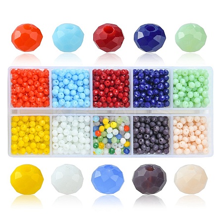 10 Grids 10 Styles Opaque Solid Color Glass Beads Strands EGLA-YW0001-45-1