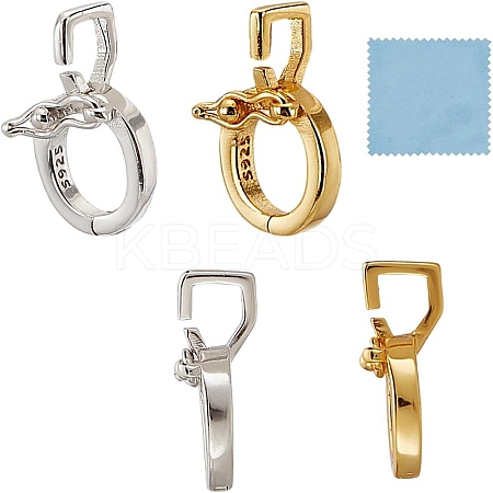 2Pcs 2 Colors 925 Sterling Silver Twister Clasp STER-GO0001-32-1