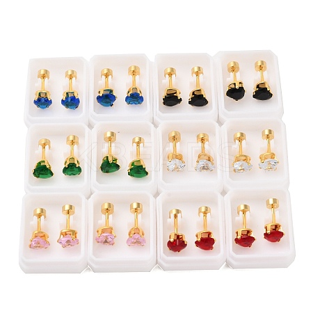Heart Glass Ear Fake Plugs EJEW-H105-25G-E-1