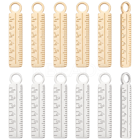 12Pcs 2 Colors 304 Stainless Steel Pendants FIND-UN0003-79-1