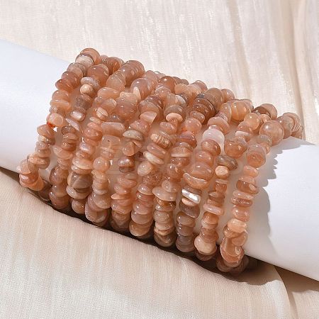Natural Sunstone Chip Beads Stretch Bracelets for Men Women BJEW-C145-01B-1