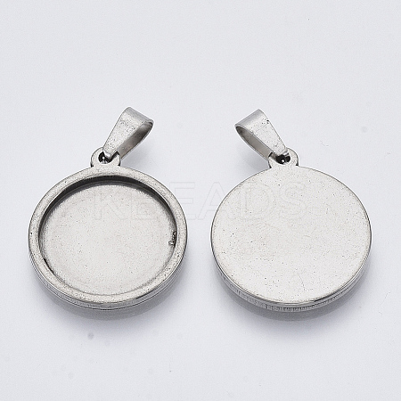 Tarnish Resistant 201 Stainless Steel Pendant Cabochon Settings LS-X-STAS-S073-02A-P-1