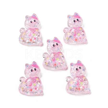 Transparent Resin Bowknot Kitten Decoden Cabochons RESI-M045-07A-1