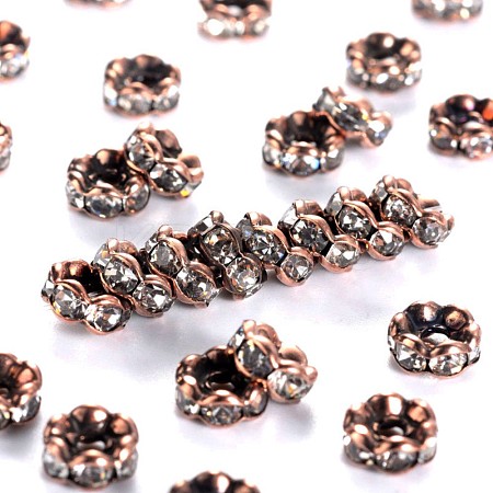 Brass Rhinestone Spacer Beads X-RB-A014-L6mm-01R-NF-1