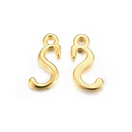 Golden Plated Alloy Letter Pendants X-PALLOY-J718-01G-S-1