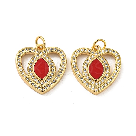Brass Micro Pave Cubic Zirconia with Synthetic Turquoise Pendants KK-K356-24A-G-1