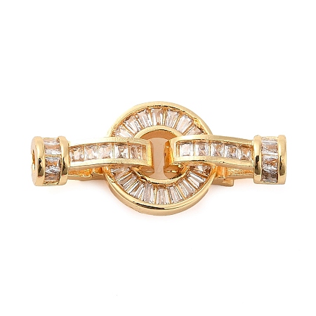 Brass Pave Clear Glass Fold Over Clasps KK-F860-28G-1