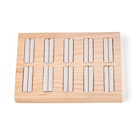 10-Slot Rectangle Bamboo Ring Display Tray Stands RDIS-WH0002-28B-1